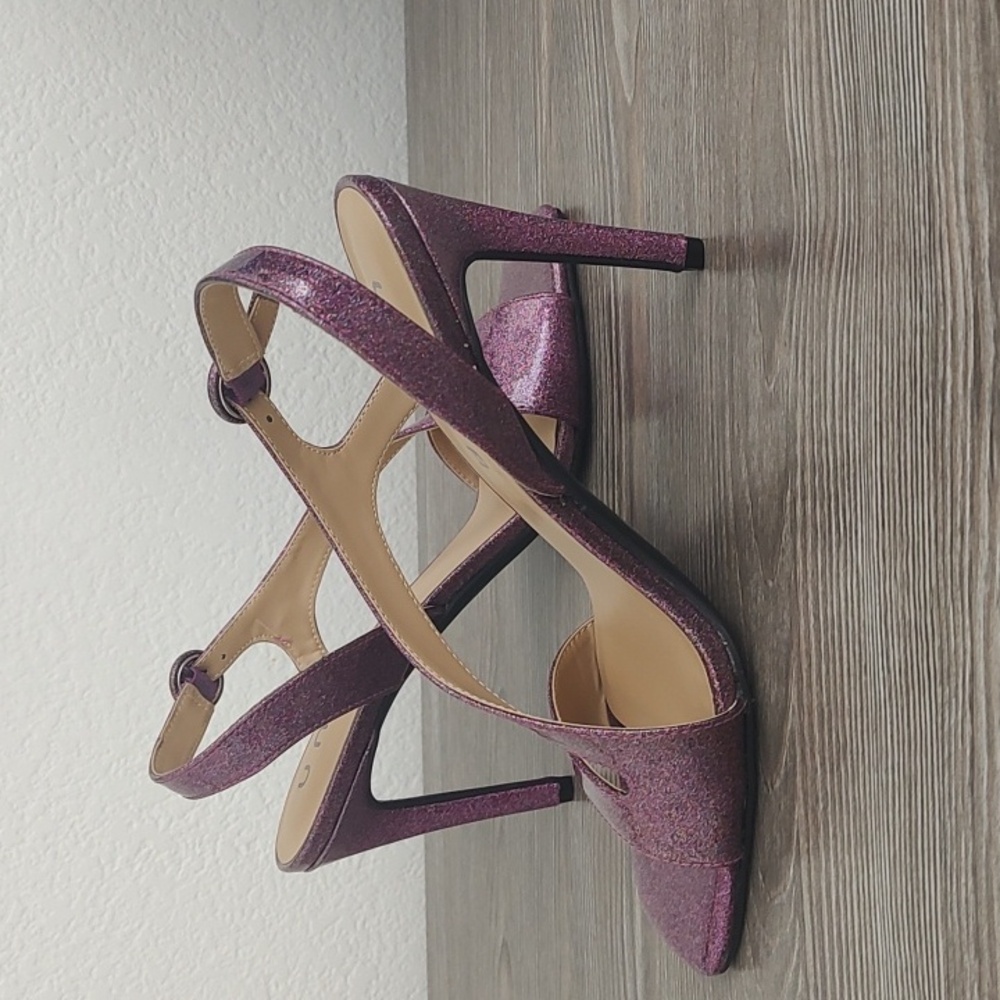 New Unisa ZENNIE Purple Glitter High Heel Strappy Sandals Size 9 D'Orsay Sides - Picture 6 of 11